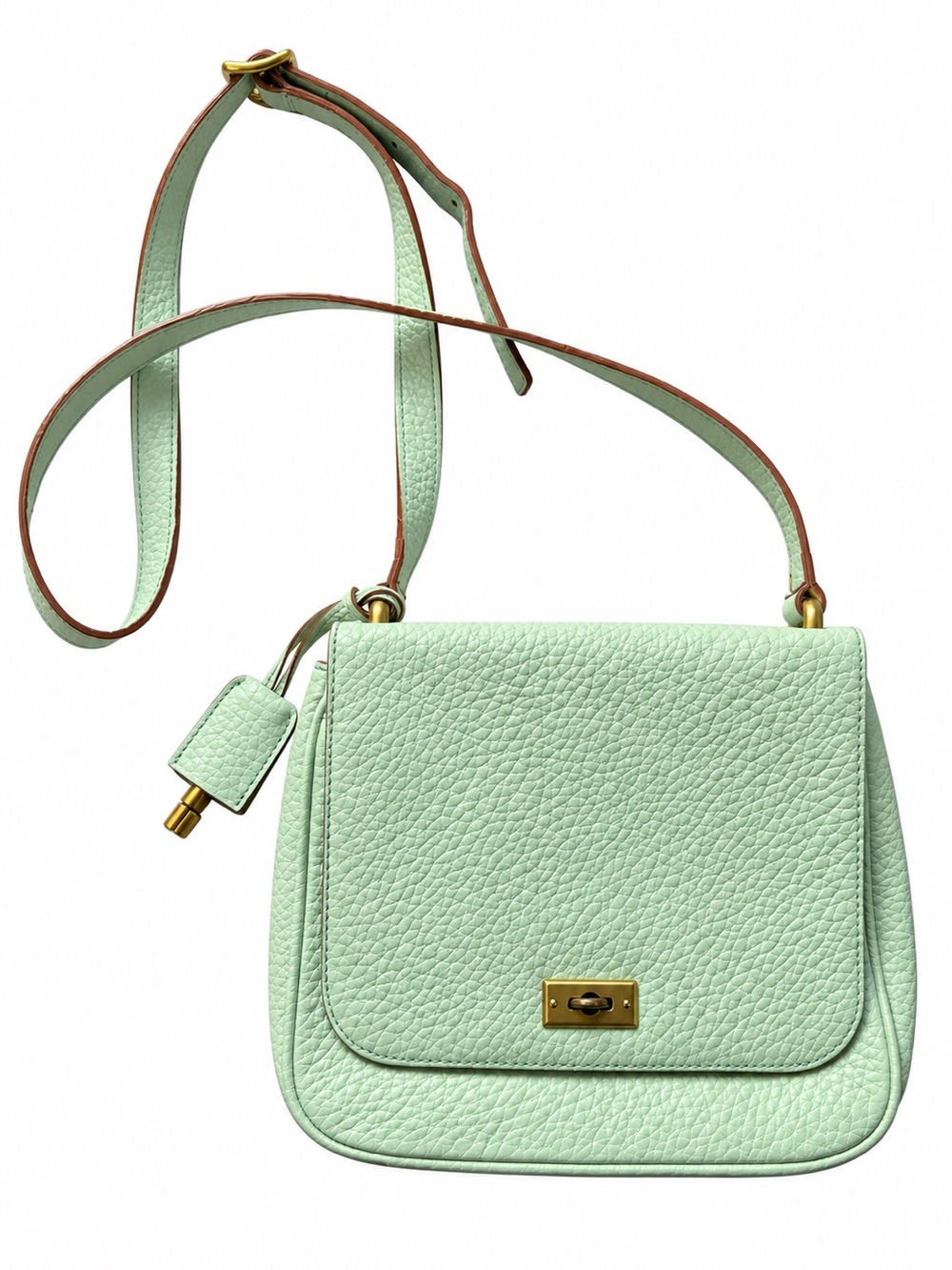 Fossil Mint Green Crossbody Leather Saddle Bag